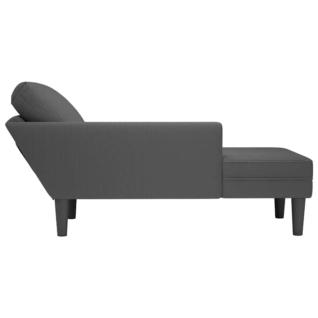 Sdraio con Cuscino Destro in Velluto a Coste Grigio Scuro 4009816