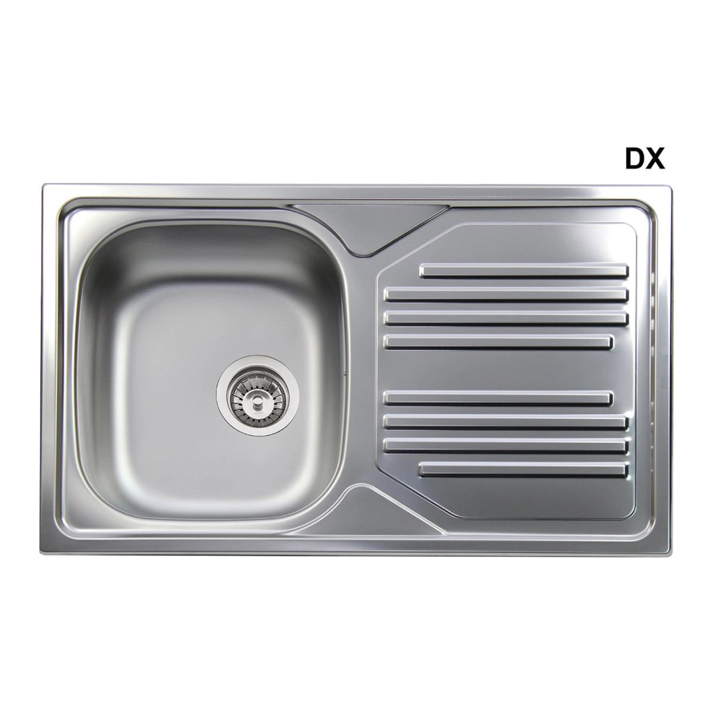 Lavello incasso in acciaio inox 86 cm gocciolatoio DX  - Cromo