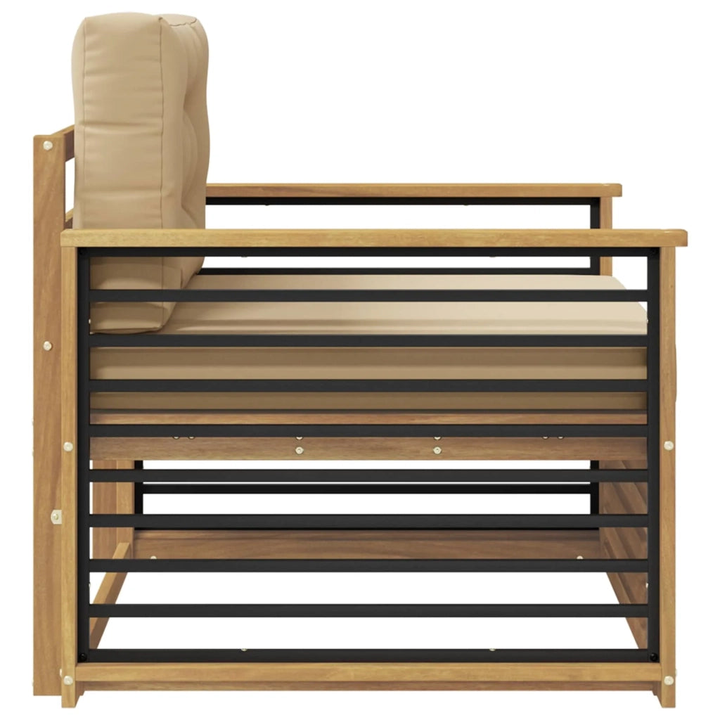 Divano da esterno-Divano da Giardino Poliestere Bianco e beige 774116