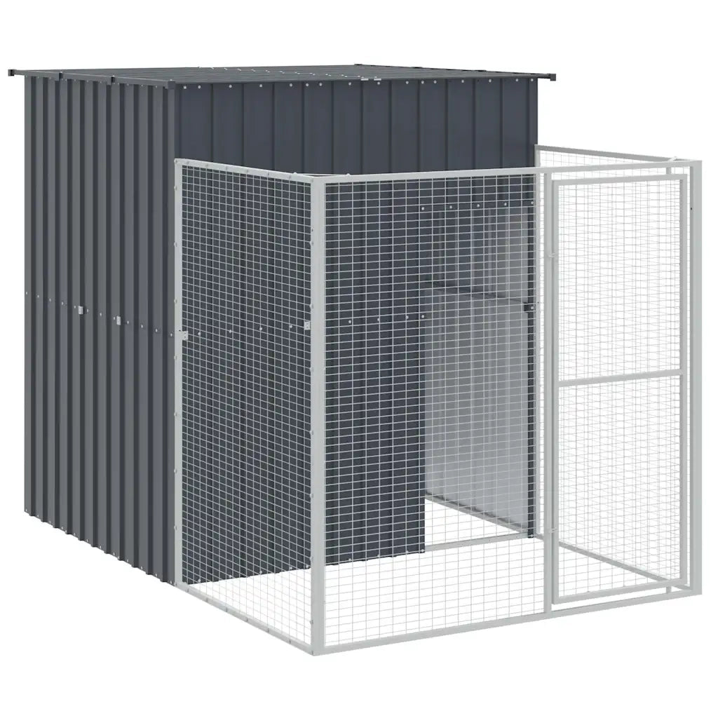 Casetta Cani con Corsa Antracite 165x455x181 cm Acciaio Zincato 3189099
