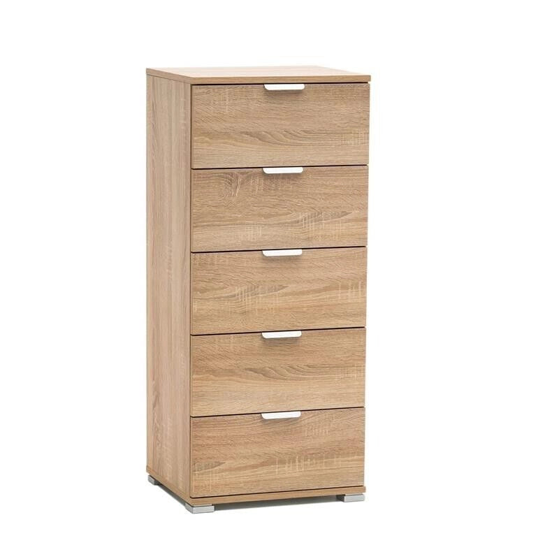 CASSETTIERA CON 5 CASSETTI IN LEGNO NATURALE 45 X 38 X H103 CM