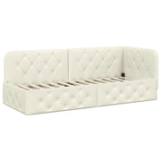 Letto singolo | Letto per adulti | Cornice del letto ad angolo Crema 80 x 200 cm Velluto
