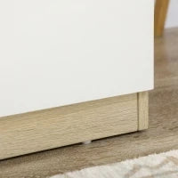Cassettiera 6 Cassetti Moderna in Legno, 135x48x77cm, Bianco e Colore Legno