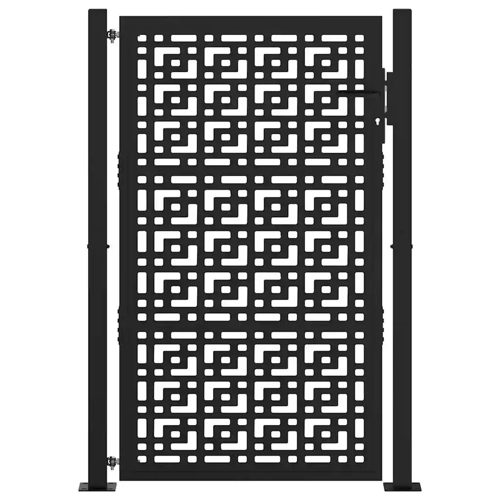 Cancello Giardino Nero 105x155 cm in Acciaio Design a Croce