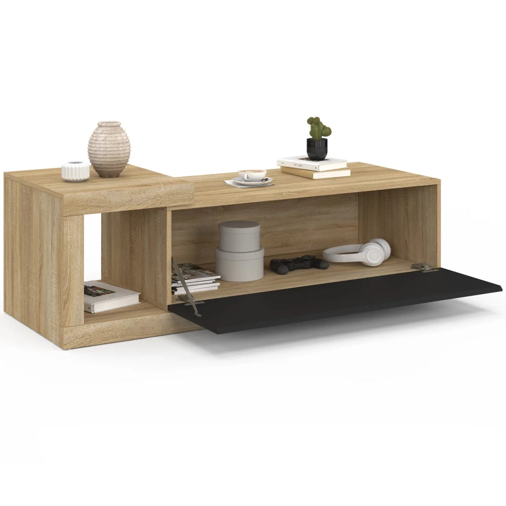 IDMarket - Tavolino RAPHAEL 100-130 cm, allungabile, 1 anta, legno e nero