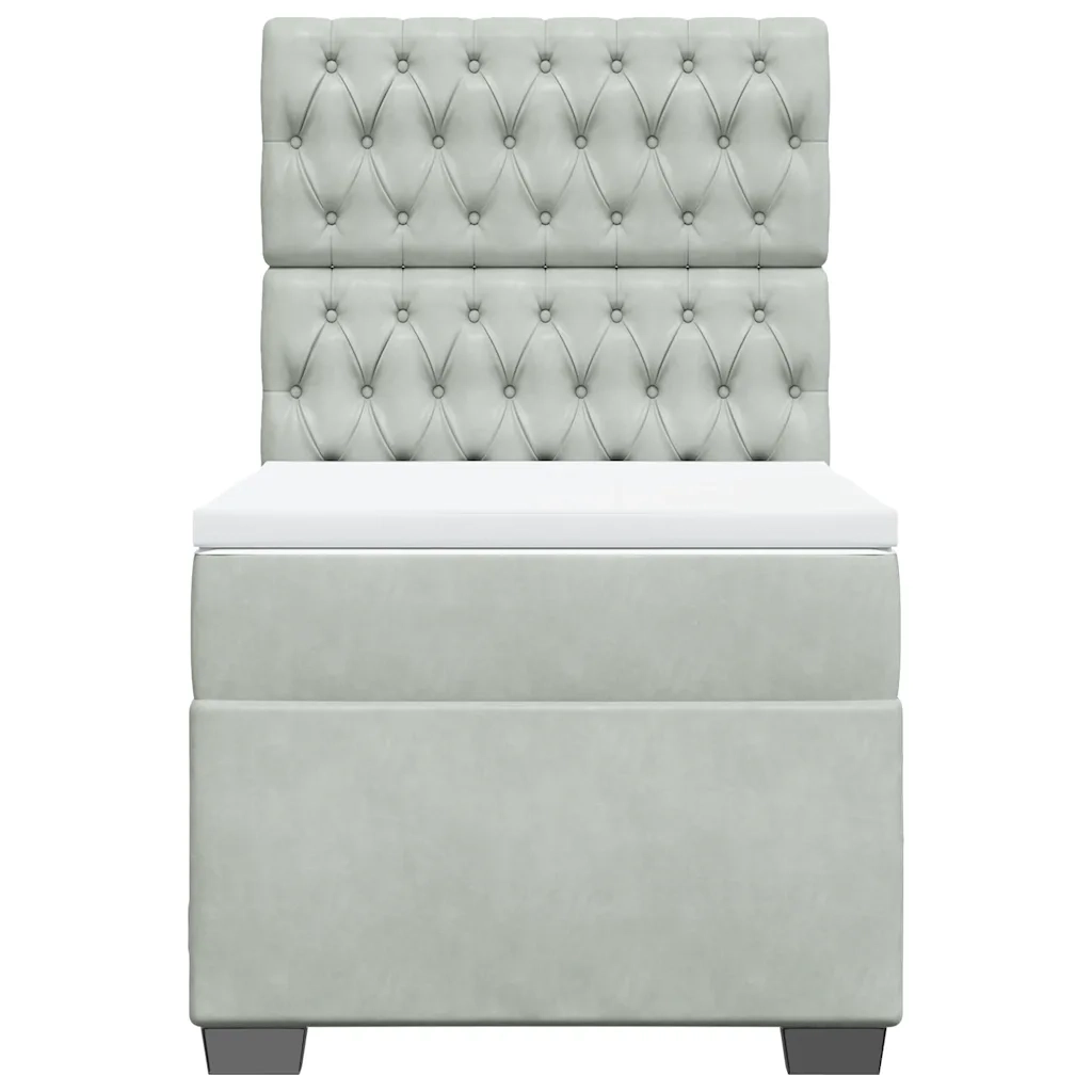 Giroletto a Molle con Materasso Grigio Chiaro 90x200 cm Velluto