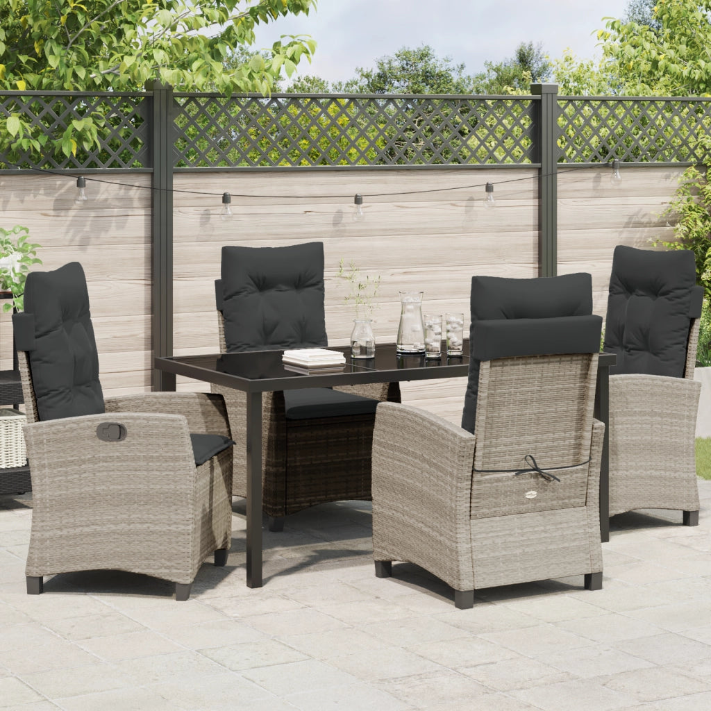 Set da pranzo da giardino 5 pezzi con cuscini Grigio chiaro Rattan sintetico