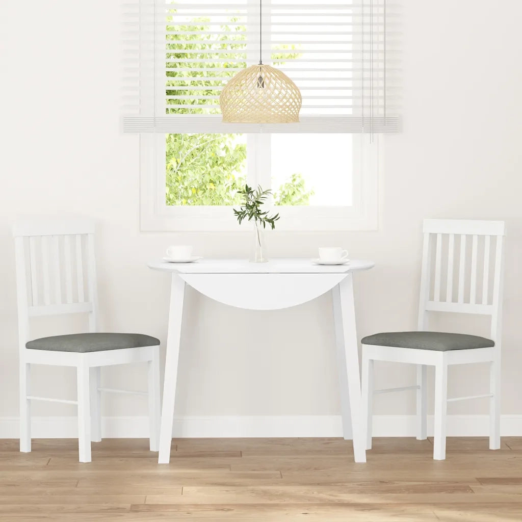 Sedie da Pranzo con Cuscini 2 pz Bianco Legno Massello di Hevea