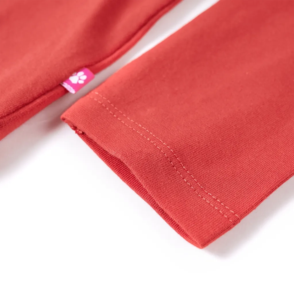 Maglietta da Bambina a Maniche Lunghe Rosso Bruciato 92 13519