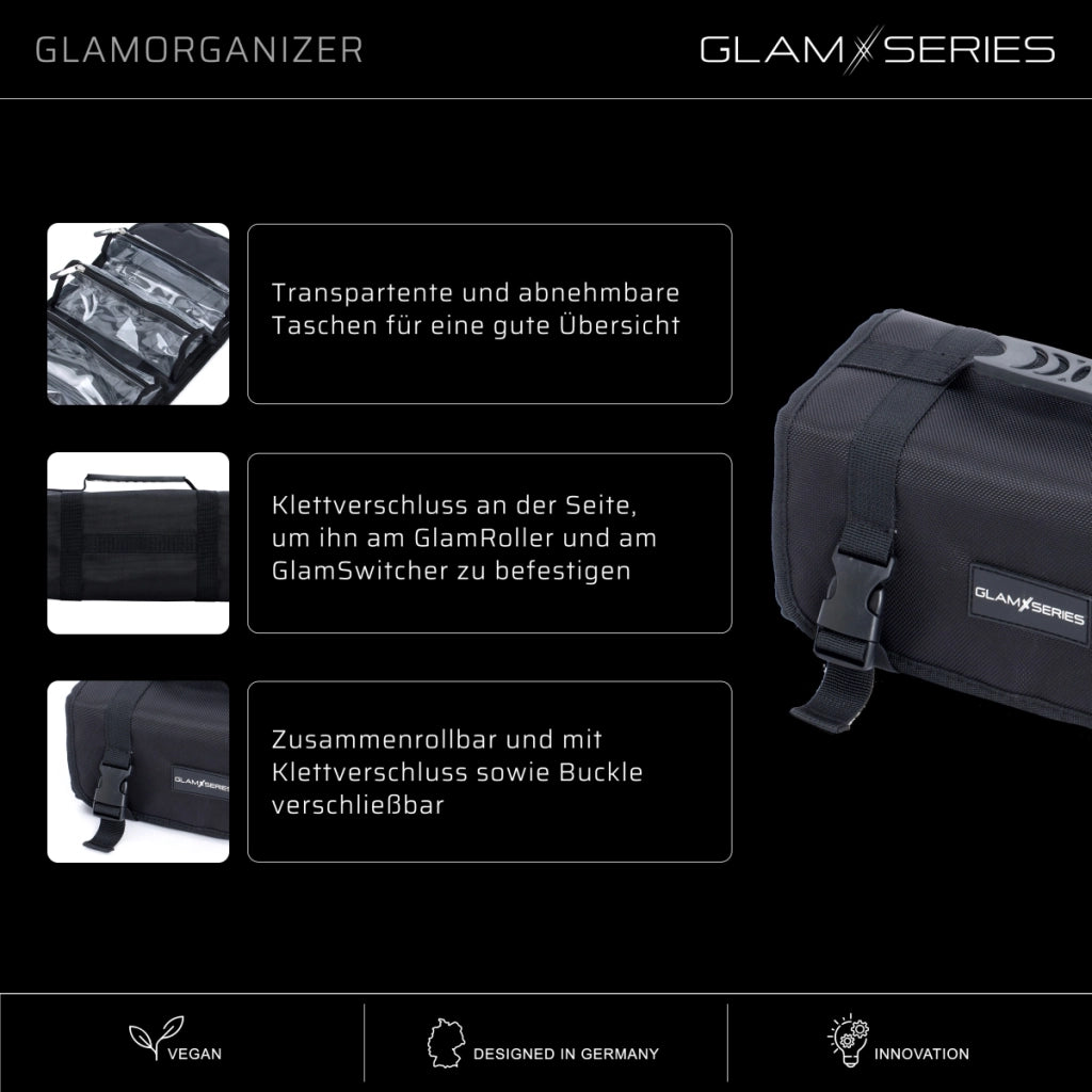 GlamSeries GlamOrganizer Organizer trucco 230 x 120 x 180 mm arrotolabile, beauty case con 4 astucci trasparenti
