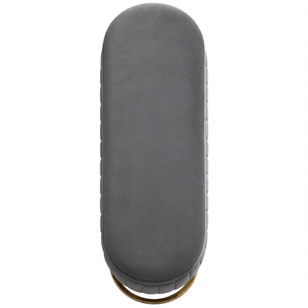 PANCA CONTENITORE 130 cm In Velluto Grigio Chiaro Con Gambe In Metallo Dorato