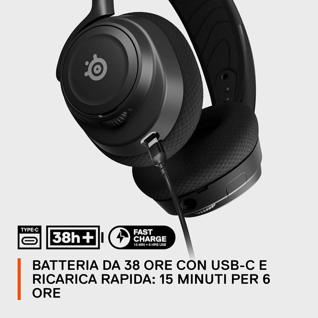 Arctis Nova 7 Cuffia da gaming multipiattaforma wireless - Driver magnetici al neodimio - 2.4GHz + Bluetooth mixabile - Batteria USB-C da 38 ore - Mic ClearCast Gen2 AI - PC, PS5,VR,Mobile