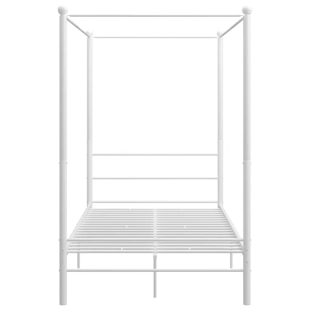 Letto a Baldacchino Bianco in Metallo 140x200 cm