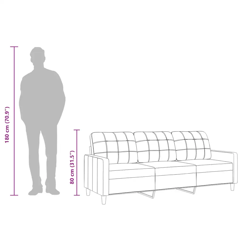 Divano a 3 Posti-Sofa 3 Posti Tortora 180 cm in Tessuto 496804