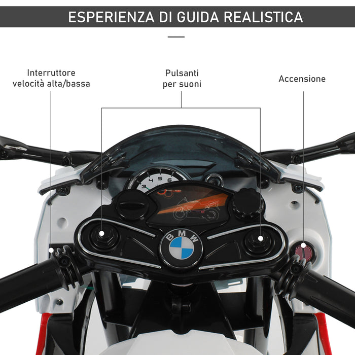 Easycomfort Moto Elettrica per Bambini 3-8 Anni con Licenza BMW, Batteria 12V, Rotelle e Luci, 110x47x69 cm