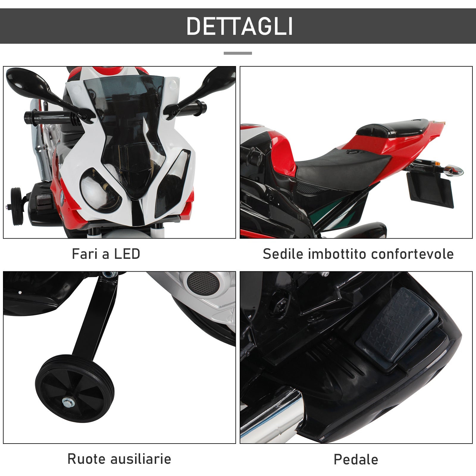 Easycomfort Moto Elettrica per Bambini 3-8 Anni con Licenza BMW, Batteria 12V, Rotelle e Luci, 110x47x69 cm