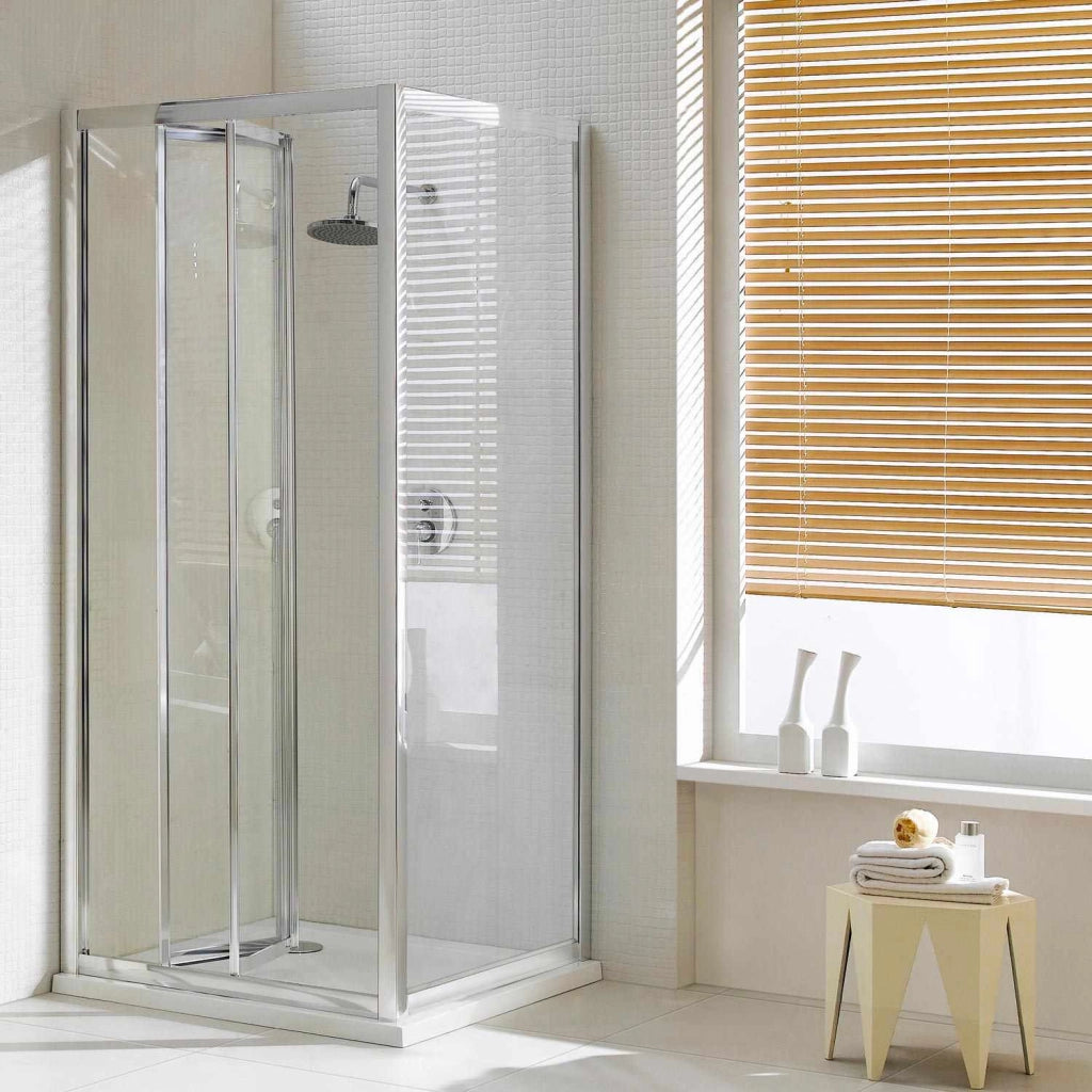 Box Doccia Angolare 80x80 cm 1 Anta a Libro in Cristallo Opaco 4mm H198 Fosterberg Fyn Duo