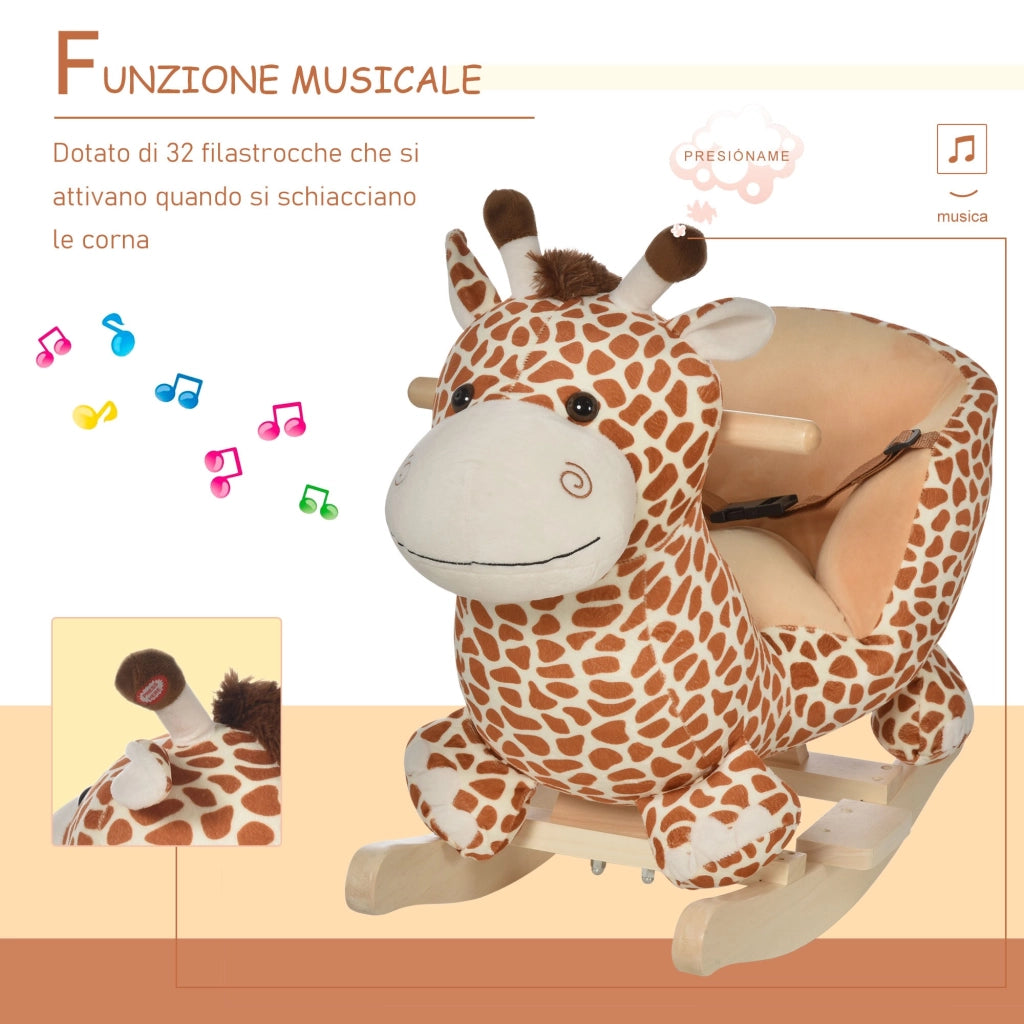 EasyComfort Cavallo a Dondolo in Legno Giraffa per i Bambini 60x33x45cm