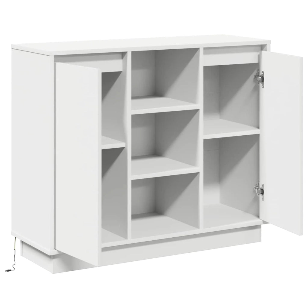 Madia LED Bianco 90 x 32 x 75 cm Legno multistrato 869682