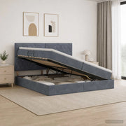Letto con contenitore LED e materasso Grigio Scuro 200 x 200 cm 3460093