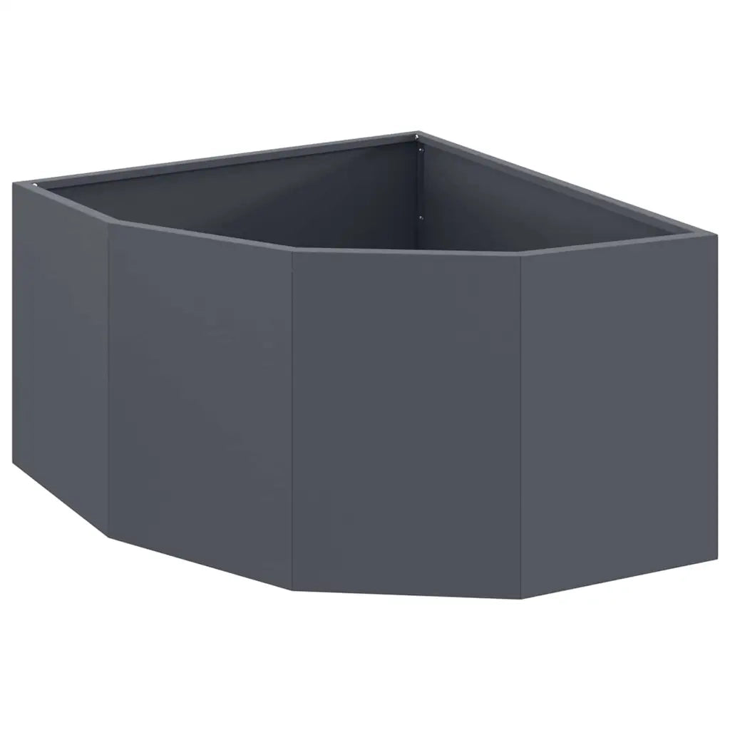 Vaso d'angolo-Fioriera-Contenitore per Piante Antracite 60 x 60 x 35 cm Acciaio