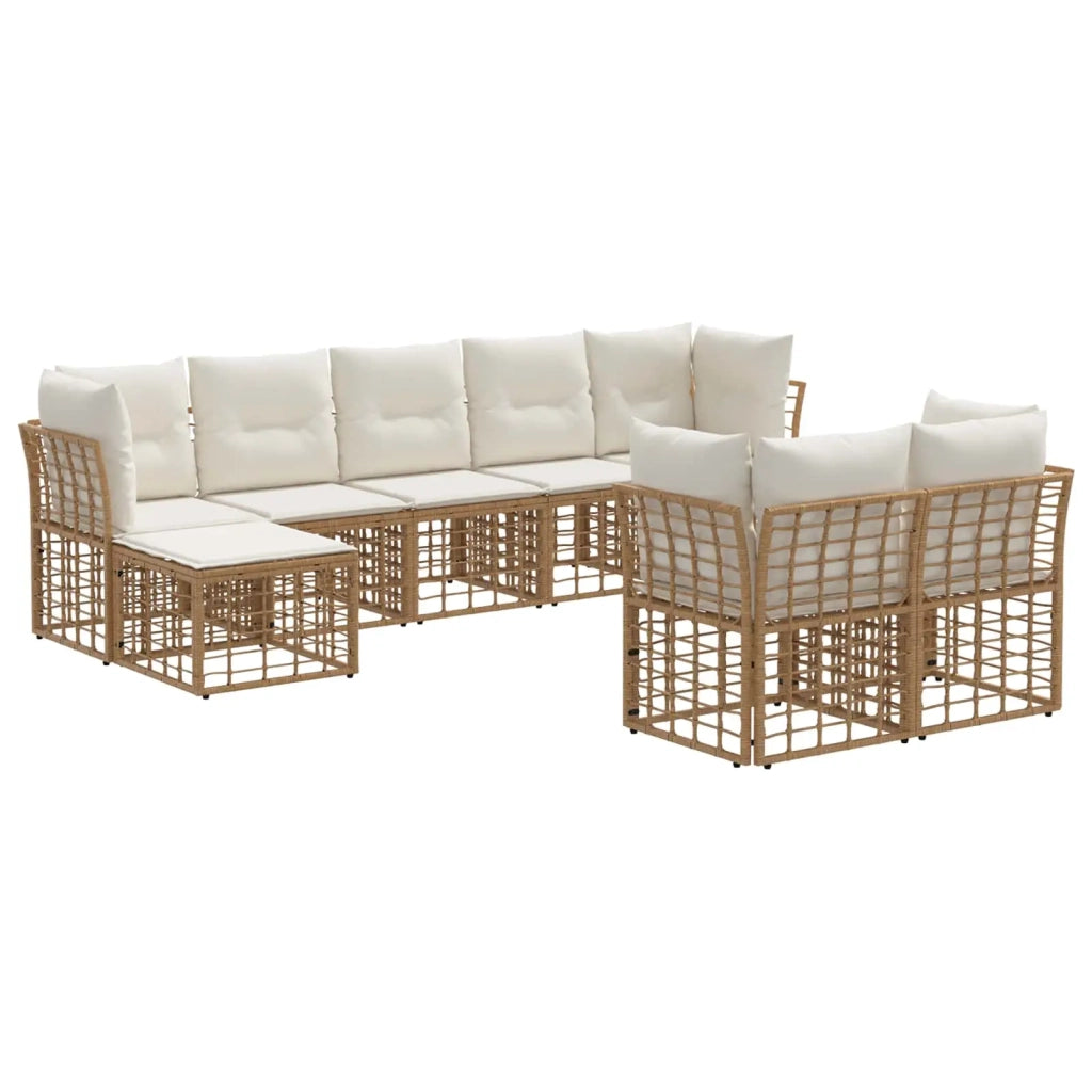 Set di divani da esterno Naturale e Bianco Crema Poliestere 3437566