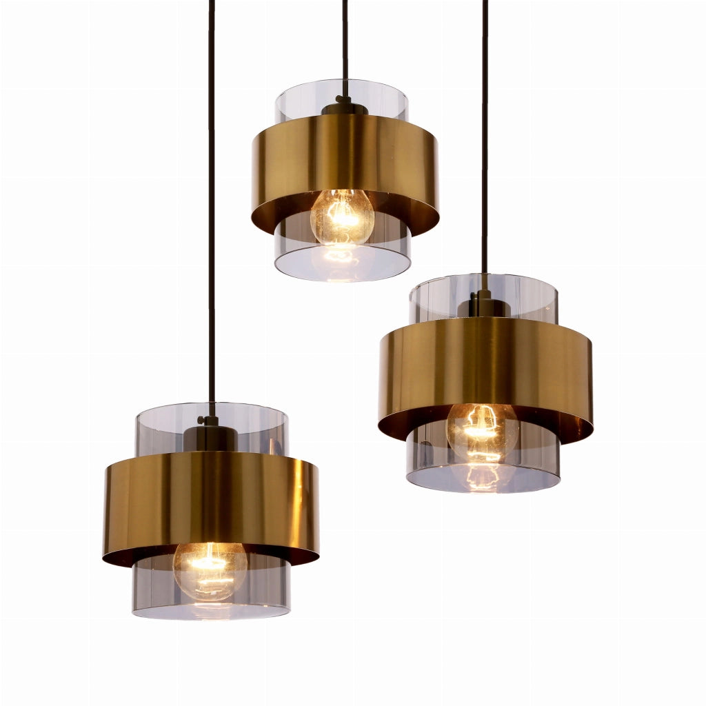 Lampadario Candellux Spiega 3 luci E27 nero ottone