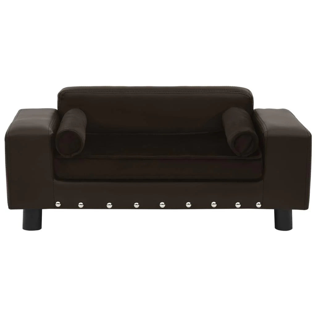 Divano per cani 81 cm in peluche e sintetico marrone 02_0000189