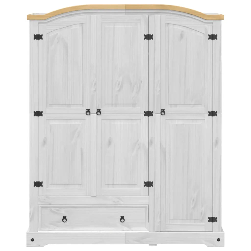 Armadio Corona Bianco 151,5x52x186 cm in Legno Massello di Pino 4012161