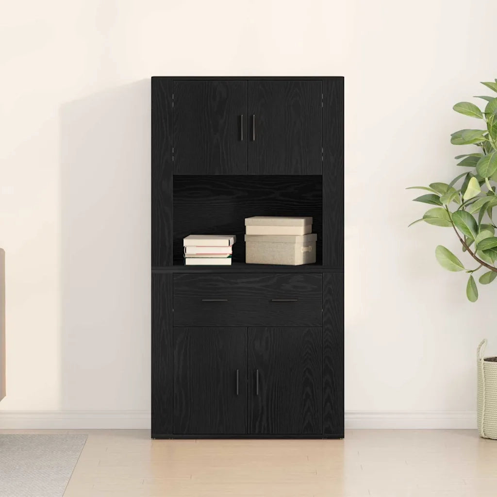 Credenza | Highboard Rovere nero 80 x 33 x 150 cm Legno multistrato