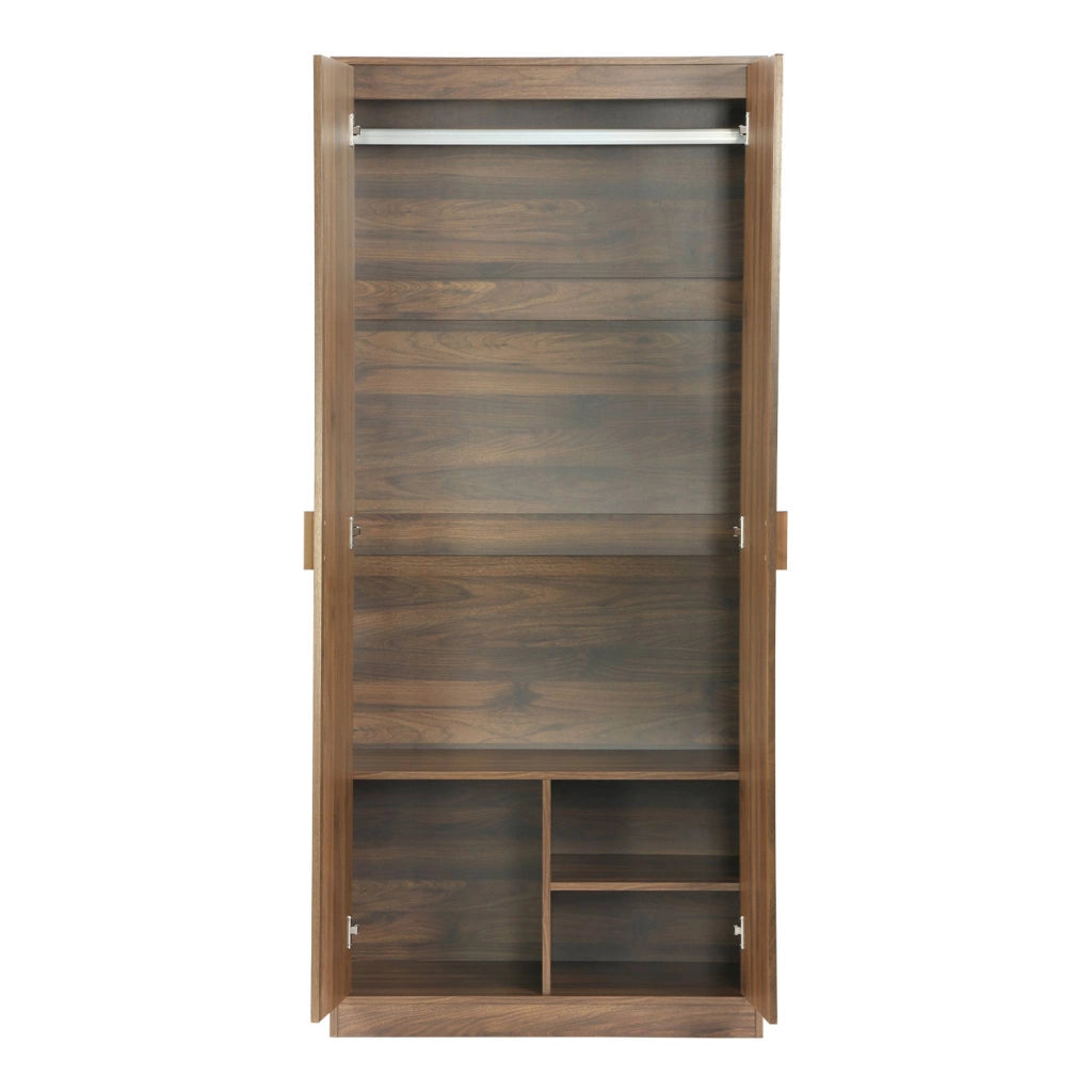 Armadio in legno 1 asta appendiabiti, 2 ante, noce