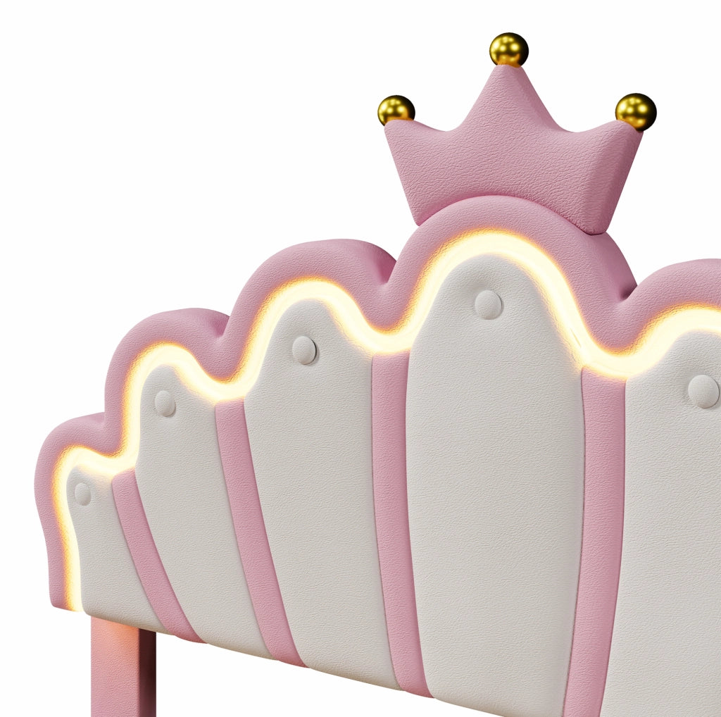 Letto imbottito 140x200 cm; testiera regolabile e 2 cassetti; PU rosa (Senza materasso)