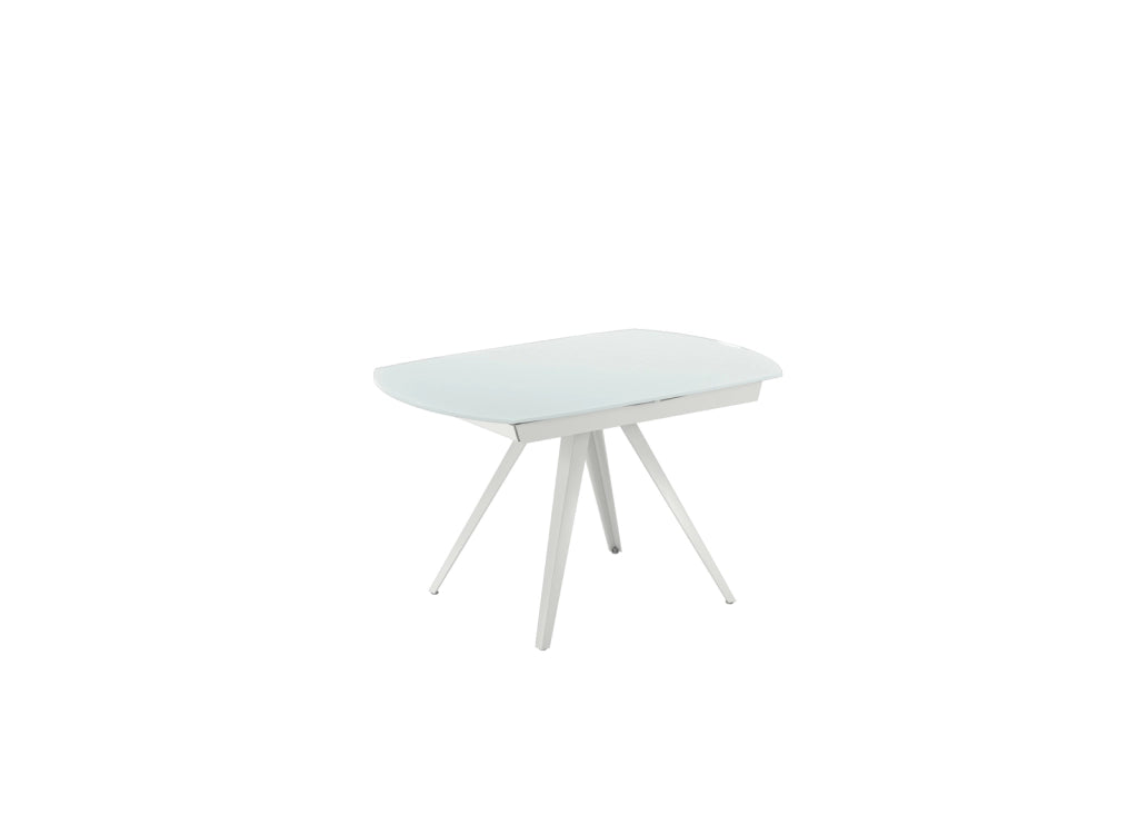Tavolo Allungabile Kyoto 120 con Top in Vetro Extrawhite e Struttura in Metallo Bianco Opaco - Stones