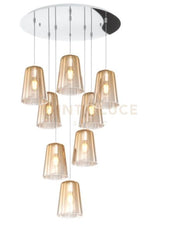 SOSPENSIONE CROMO TONDA 8 LUCI AMBRA 1164CR-S8 T-AM