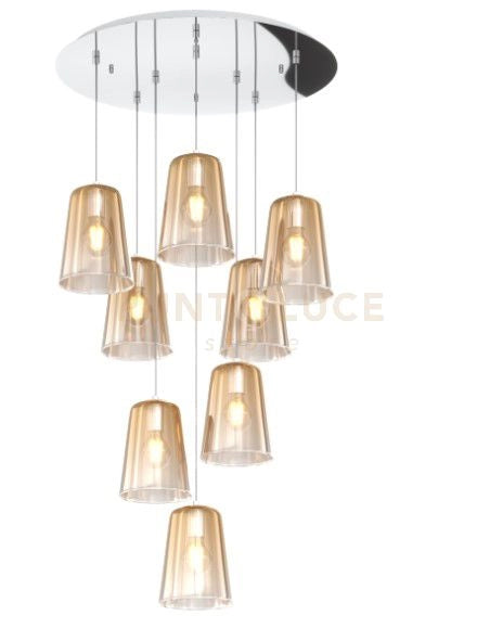 SOSPENSIONE CROMO TONDA 8 LUCI AMBRA 1164CR-S8 T-AM