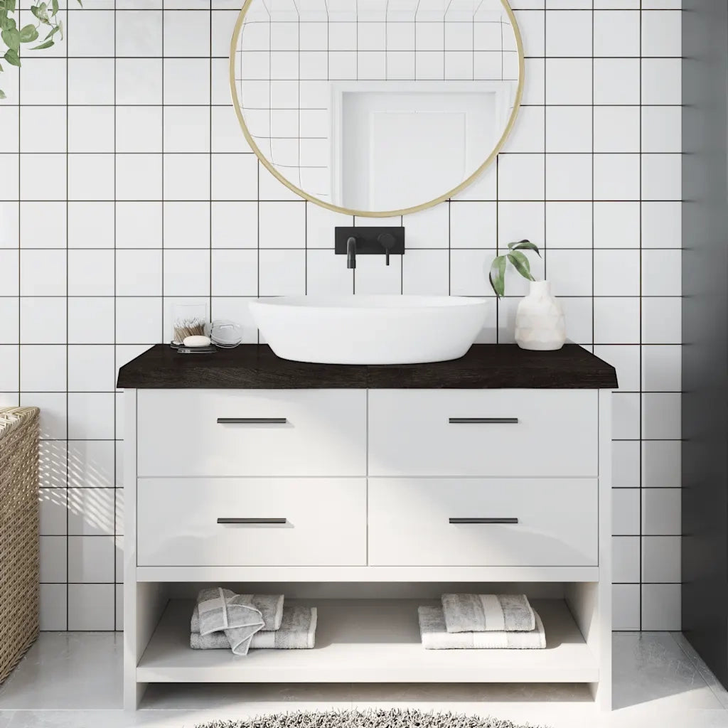 Piano Bagno Marrone Scuro 120x50x(2-6)cm Legno Trattatocod mxl 95892