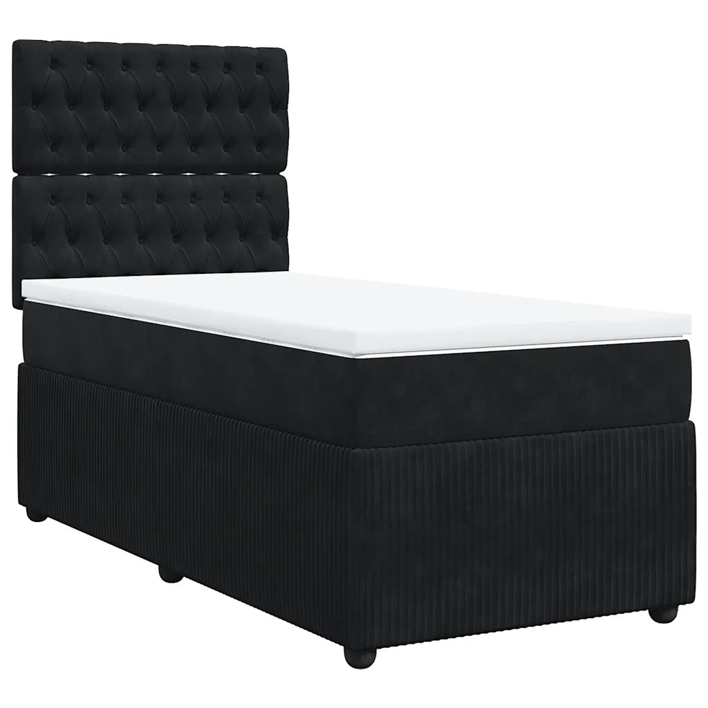 Giroletto a Molle con Materasso Nero 90x190 cm in Velluto