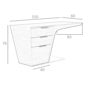 Scrivania in noce con base in acciaio cromato