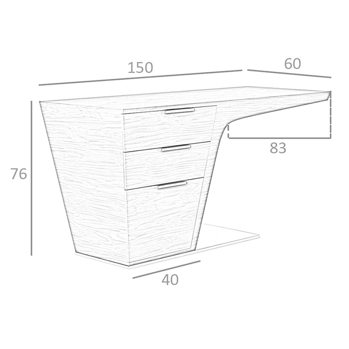 Scrivania in noce con base in acciaio cromato