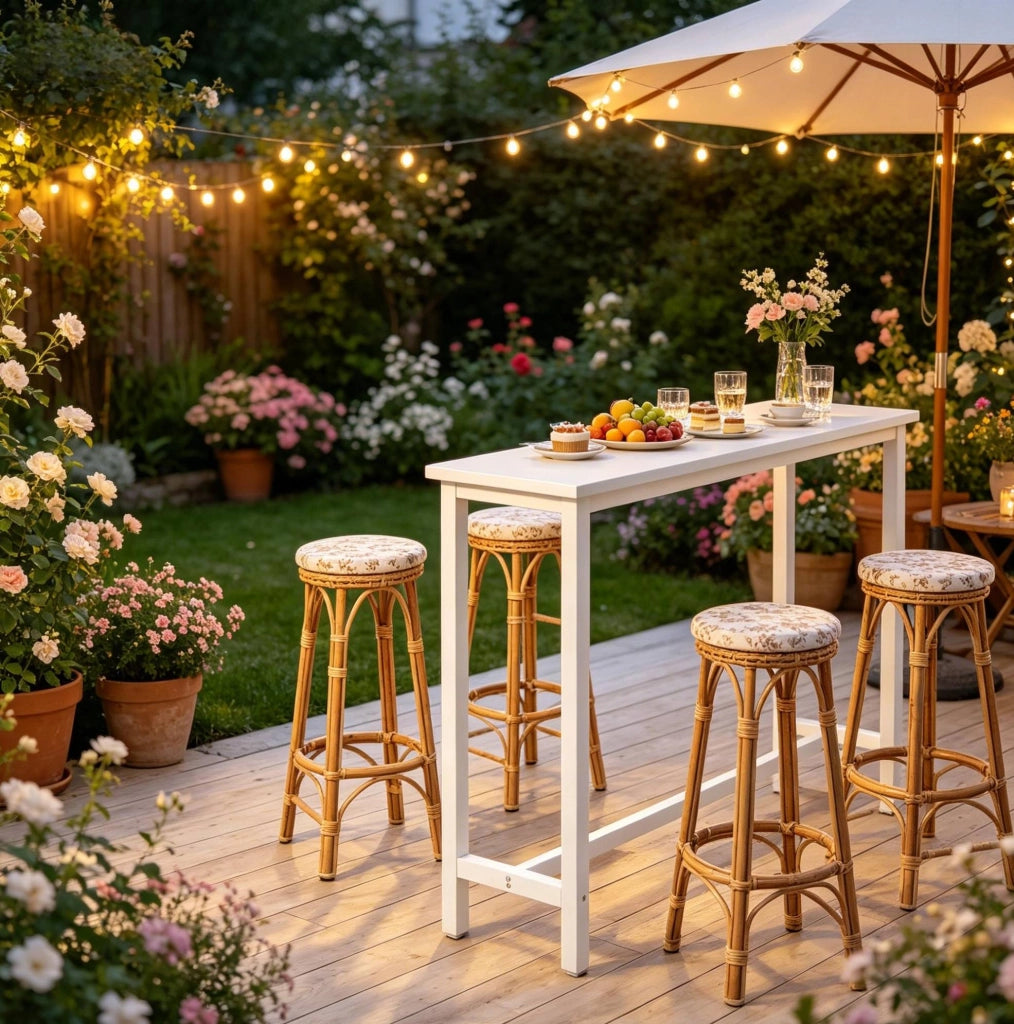 Tavolo bar in MDF e metallo 140 x 100 x 40 cm bianco
