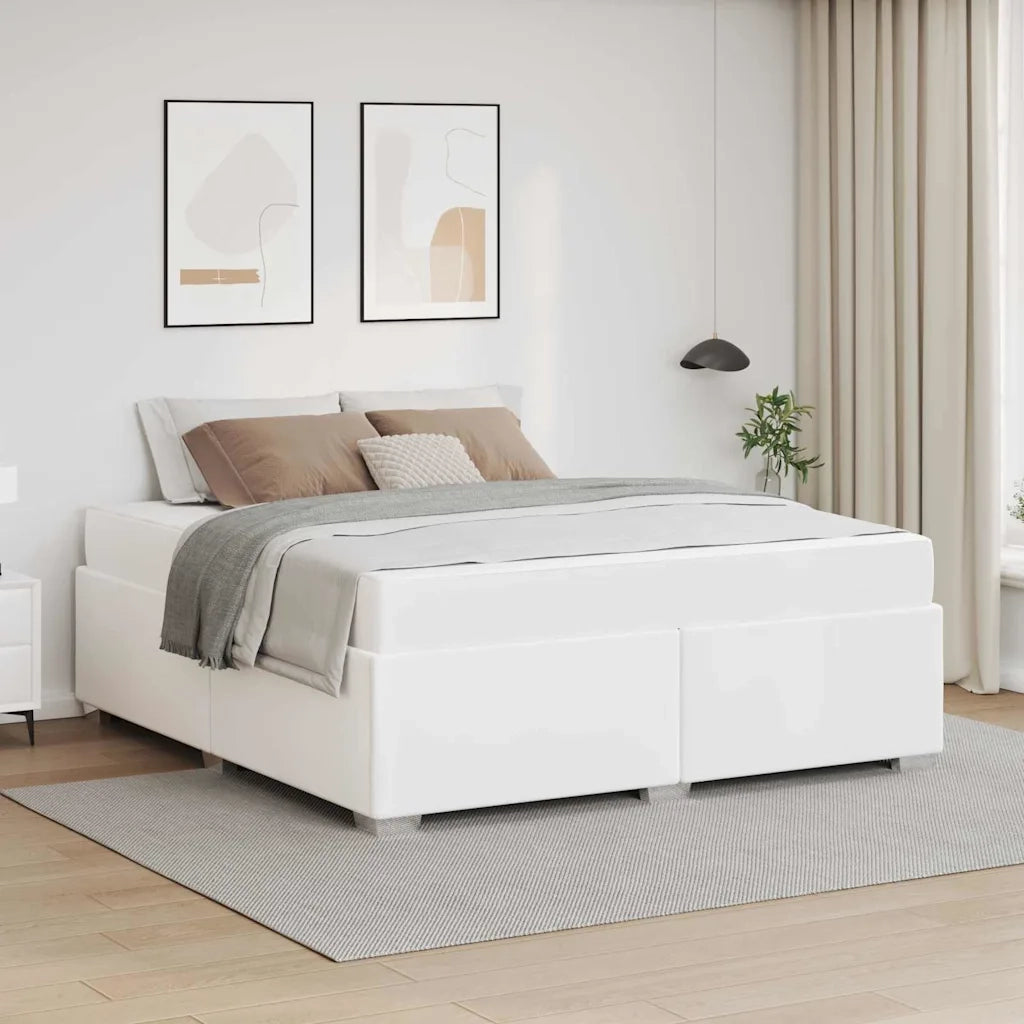 Struttura del letto con materasso Bianco 160 x 200 cm Tessuto