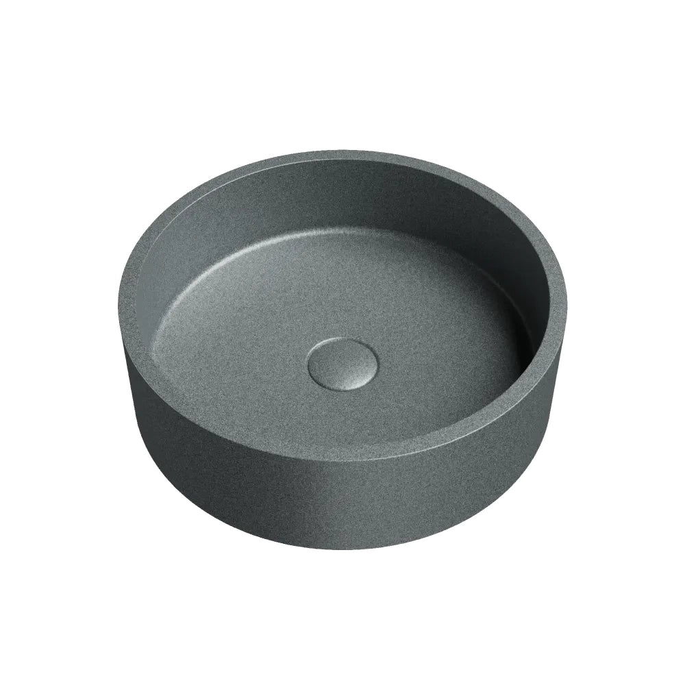 Lavabo da appoggio tondo in microcemento 39x12 cm grigio | Ness