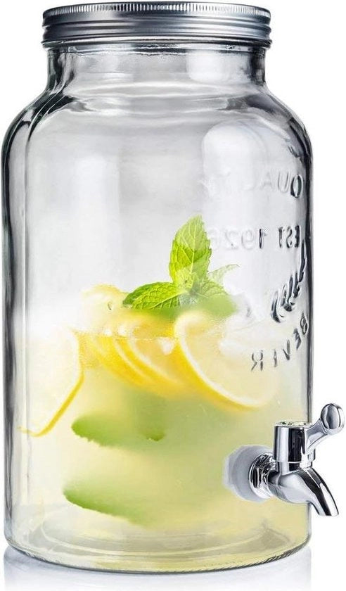 Dispensatore di Bevande con Tappo per Succo di Limone e Bicchieri da Tè Retro - 5,5 l