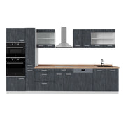 Vicco Mobile da cucina Nero cemento/bianco 350 cm PL Rovere
