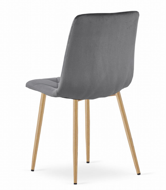 Sedia Valora TYRA in velluto grigio scuro con gambe in legno