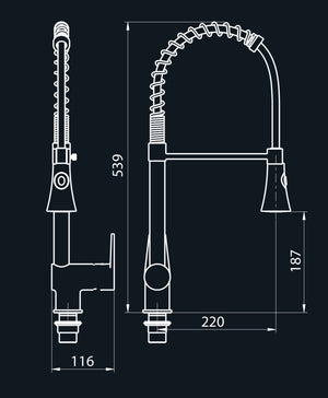 Rubinetto miscelatore estrabile con leva clinica e doccetta multigetto