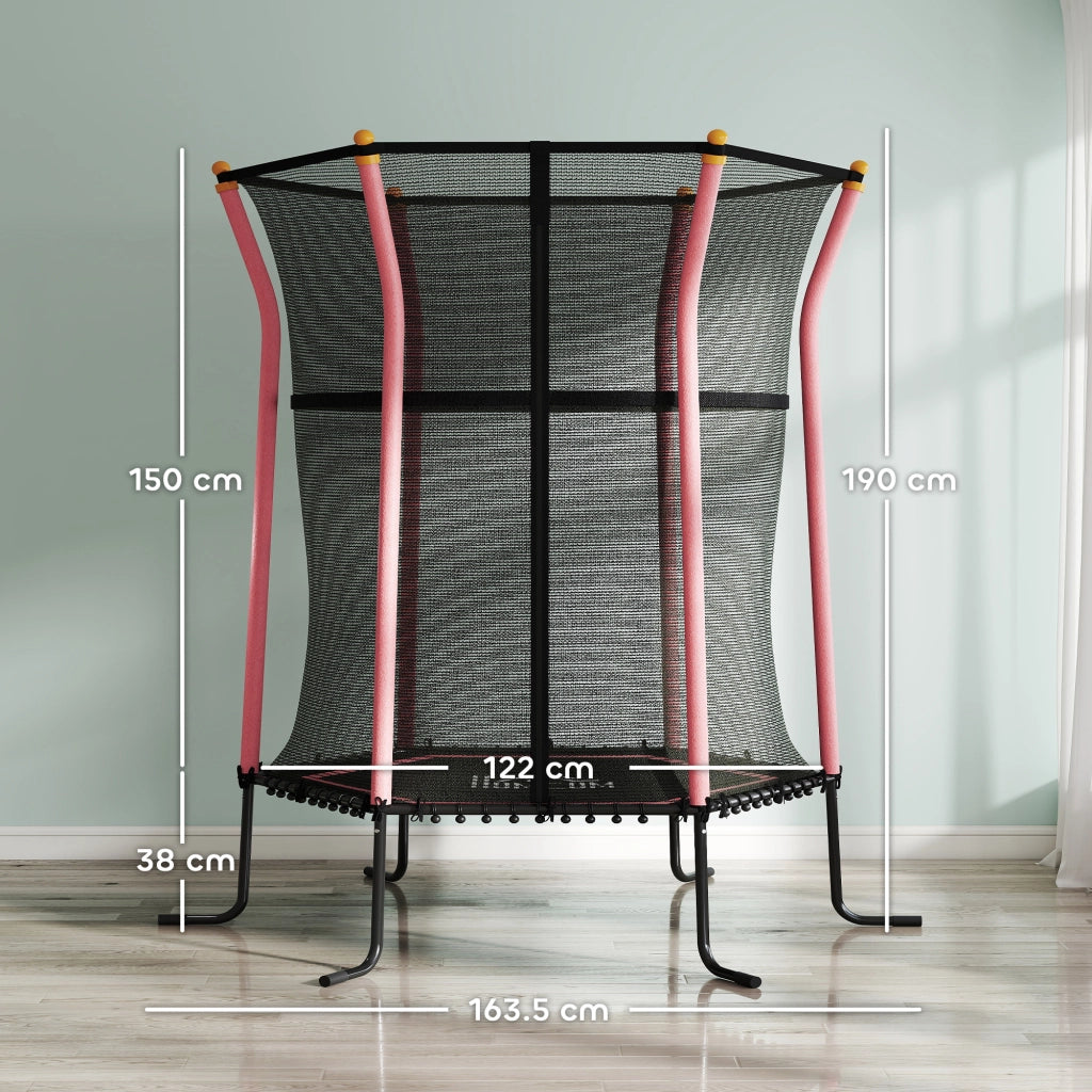 Tappeto Elastico per Bambini con Pali Imbattiti ¨C zephmum ¨C Rosa 163.5x190 cm