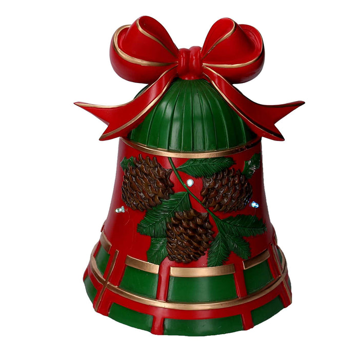 Campana resina pigne rosso e verde con led cm 25x24xh33