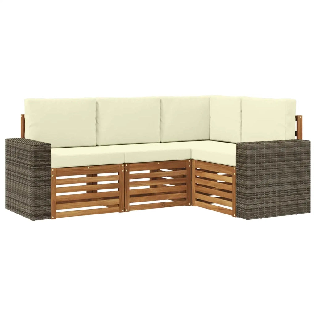 Set divani con cuscino 4 pcs Legno di Acacia Massello