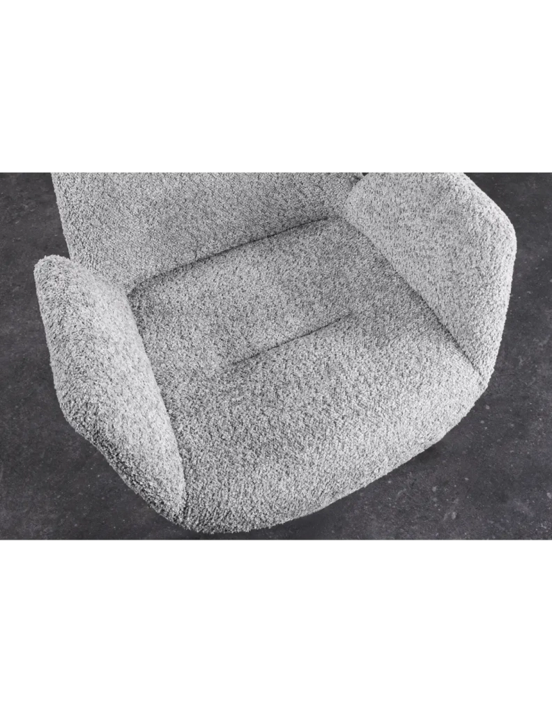 Set di 2 sedie design SORRANO girevoli a 360° in tessuto bouclé grigio chiaro e gambe in rovere chiaro